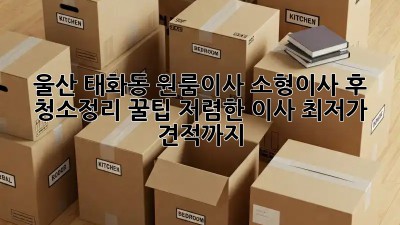 울산 태화동 원룸이사 소형이사 후 청소&정리 꿀팁! 저렴한 이사 최저가 견적까지! ✨